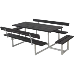 Plus Basic Bord/bænkesæt Med 2 Ryglæn Og Påbygninger 260 Cm Replast Sort