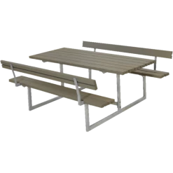 Plus Basic Bord/bænkesæt Med 2 Ryglæn 177 Cm Gråbrun