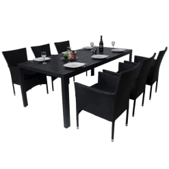 Egholm Havemøbelsæt Med 6 Bali Havestole Og Sorte Hynder