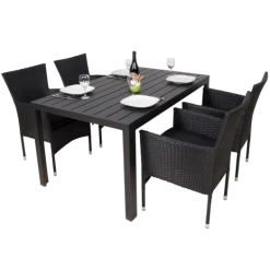 Sandro Havemøbelsæt Med 4 Bali Havestole Og Sorte Hynder