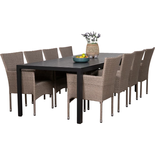 Anholt Havemøbelsæt Med 8 Natur Bima Havestole - Billede 2