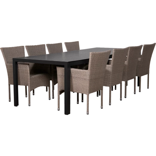 Anholt Havemøbelsæt Med 8 Natur Bima Havestole - Billede 3