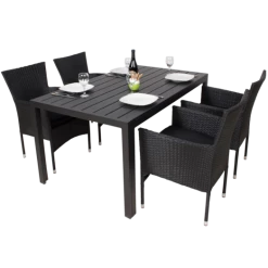 Sandro Havemøbelsæt Med 4 Bali Havestole Med Grå Hynder