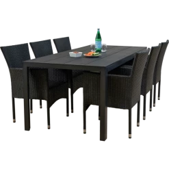 Guldborg Havemøbelsæt Med 6 Bali Havestole Og Grå Hynder