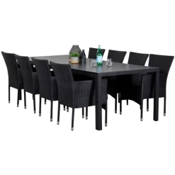 Anholt Havemøbelsæt Med 8 Bali Havestole Og Grå Hynder