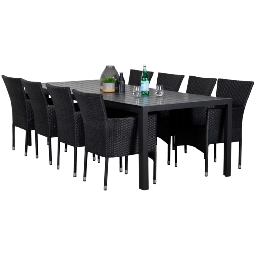 Anholt Havemøbelsæt Med 8 Bali Havestole Og Grå Hynder