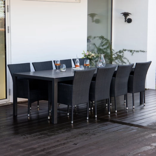 Anholt Havemøbelsæt Med 8 Bali Havestole Og Grå Hynder - Billede 2