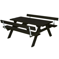 Plus Bord/bænkesæt Med 2 Ryglæn 177 Cm Sort