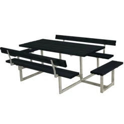 Plus Basic Bord/bænkesæt Med 2 Ryglæn Og Påbygninger 260 Cm Sort
