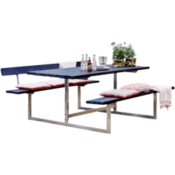 Plus Basic Bord/bænkesæt Med 1 Ryglæn 177 Cm Replast Sort