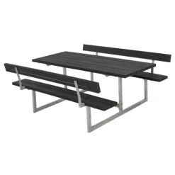 Plus Basic Bord/bænkesæt Med 2 Ryglæn 177 Cm Replast Sort
