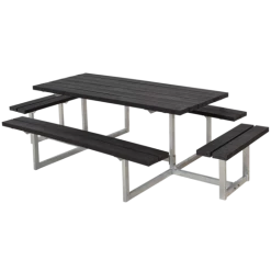 Plus Basic Bord/bænkesæt Med 2 Påbygninger 260 Cm Replast Sort