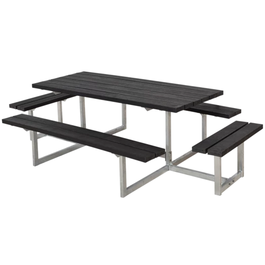 Plus Basic Bord/bænkesæt Med 2 Påbygninger 260 Cm Replast Sort