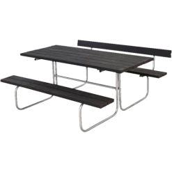 Plus Classic Bord/bænkesæt Med 1 Ryglæn 177 Cm Replast Sort