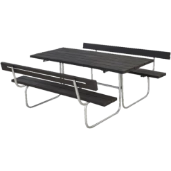 Plus Classic Bord/bænkesæt Med 2 Ryglæn 177 Cm Replast Sort