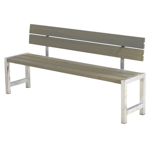 Plus Plankebænk Med Ryglæn 176 Cm Gråbrun