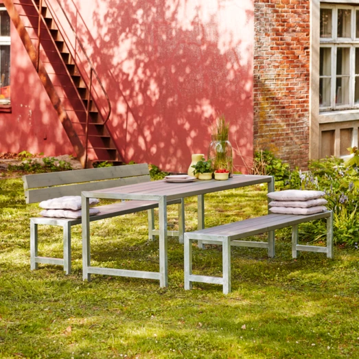 Plus Plankebænk Med Ryglæn 176 Cm Gråbrun - Billede 5