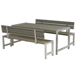 Plus Plankesæt Med 2 Ryglæn 186 Cm Gråbrun