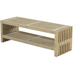 Plus Rustik Trallebænk Design Med Hylde, Natur 138x49x45cm