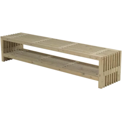 Plus Rustik Trallebænk Design Med Hylde, Natur 218x49x45 Cm