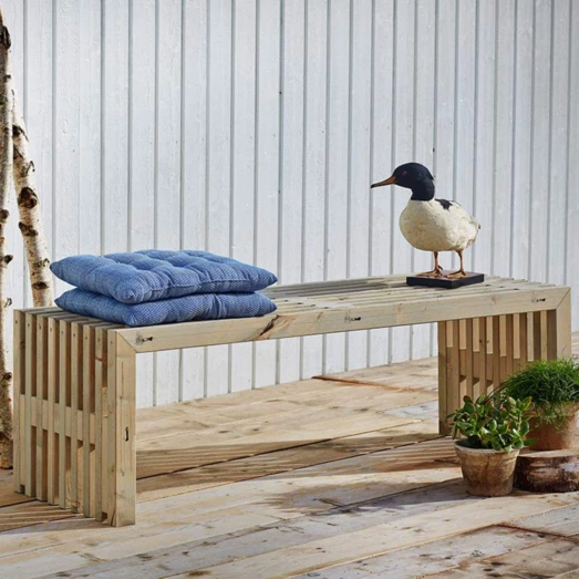 Plus Rustik Trallebænk Design, Grundmalet Natur 138x49x45 Cm - Billede 4