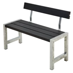 Plus Café Plankebænk Med 1 Ryglæn 127 Cm Sort