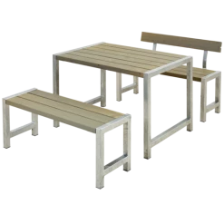 Plus Cafe Plankesæt Med 1 Ryglæn 127 Cm Gråbrun