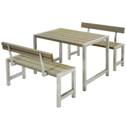 Plus Cafe Plankesæt Med 2 Ryglæn 127 Cm Gråbrun