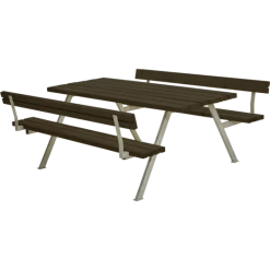 Plus Alpha Bord- Og Bænkesæt Med 2 Ryglæn Sort