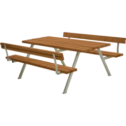 Plus Alpha Bord- Og Bænkesæt Med 2 Ryglæn Teak