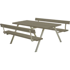 Plus Alpha Bord- Og Bænkesæt Med 2 Ryglæn Gråbrun