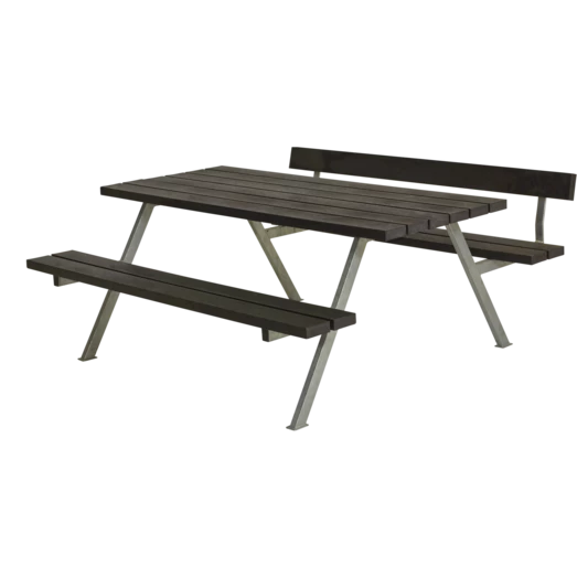 Plus Alpha Bord- Og Bænkesæt Med 1 Ryglæn Replast Sort