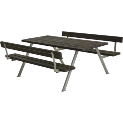 Plus Alpha Bord- Og Bænkesæt Med 2 Ryglæn Replast Sort