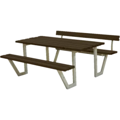 Plus Wega Bord/bænkesæt Med 1 Ryglæn 177 Cm Sort