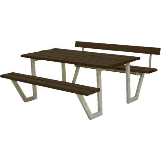 Plus Wega Bord/bænkesæt Med 1 Ryglæn 177 Cm Sort