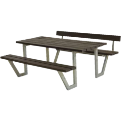 Plus Wega Bord/bænkesæt Med 1 Ryglæn 177 Cm Replast Sort
