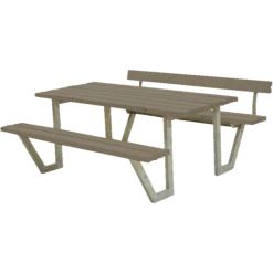 Plus Wega Bord/bænkesæt Med 1 Ryglæn 177 Cm Gråbrun