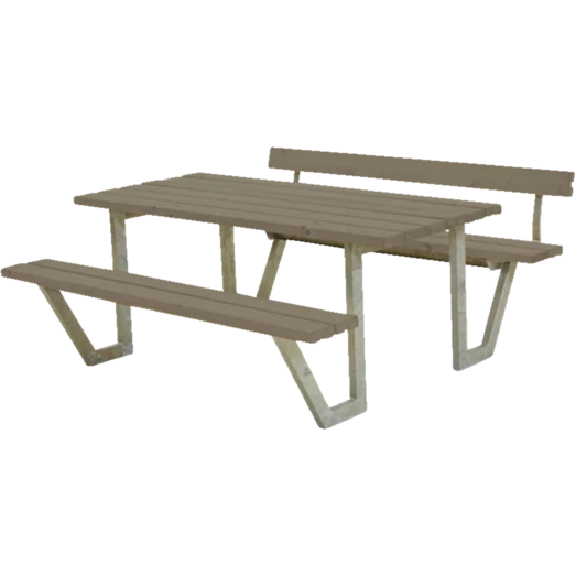 Plus Wega Bord/bænkesæt Med 1 Ryglæn 177 Cm Gråbrun