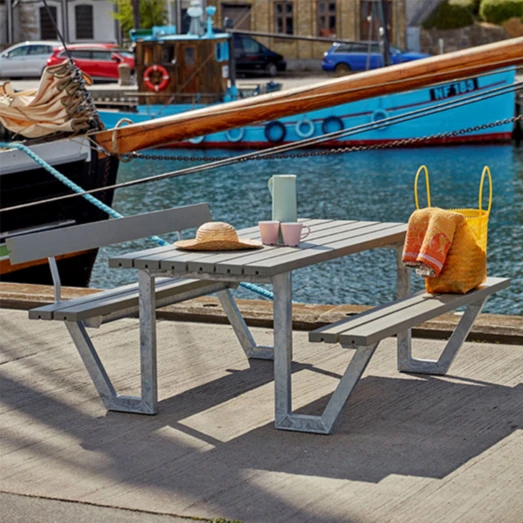 Plus Wega Bord/bænkesæt Med 1 Ryglæn 177 Cm Gråbrun - Billede 2