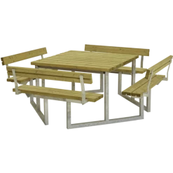 Plus Twist Bord/bænkesæt Med 4 Ryglæn 227 Cm Trykimp