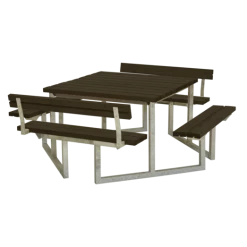 Plus Twist Bord/bænkesæt Med 2 Ryglæn 204 Cm Sort