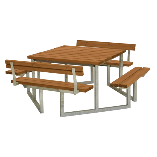 Plus Twist Bord/bænkesæt Med 2 Ryglæn 204 Cm Teak