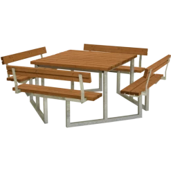 Plus Twist Bord/bænkesæt Med 4 Ryglæn 227 Cm Teak