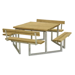 Plus Twist Bord/bænkesæt Med 2 Ryglæn 204 Cm Lærk