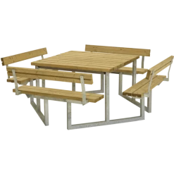 Plus Twist Bord/bænkesæt Med 4 Ryglæn 227 Cm Lærk