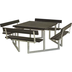 Plus Twist Bord/bænkesæt Med 4 Ryglæn 227 Cm Replast Sort