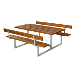 Plus Basic Bord/bænkesæt Med 2 Ryglæn 177 Cm Teak