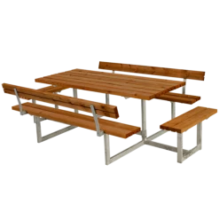 Plus Basic Bord/bænkesæt Med 2 Ryglæn Og Påbygninger 260 Cm Teak