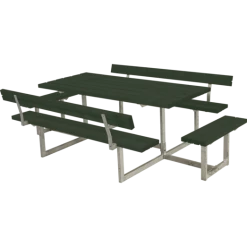 Plus Basic Bord/bænkesæt Med 2 Ryglæn Og Påbygninger 260 Cm Grøn