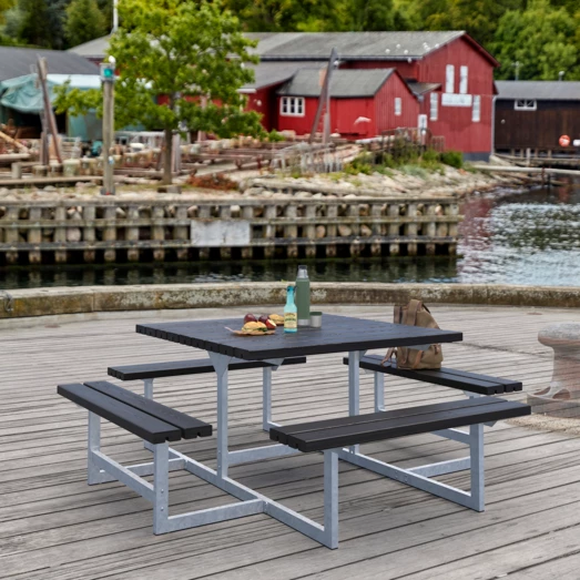 Plus Picnic Bord/bænkesæt 200 Cm Sort - Billede 2